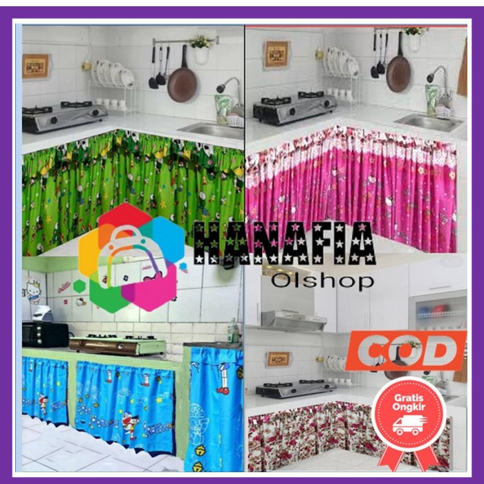 Hordeng Kolong Dapur Karakter / Gorden Kolong Meja Karakter/Tutup kolong kompor