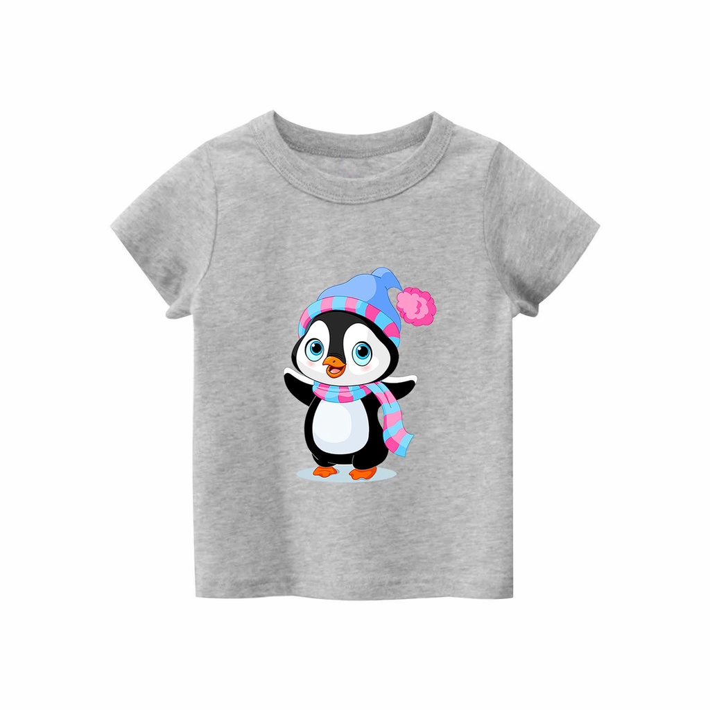Kaos Anak laki-laki &amp; perempuan motif Penguin syal | kaos cotton combed 30s printing | Kaos Distro anak