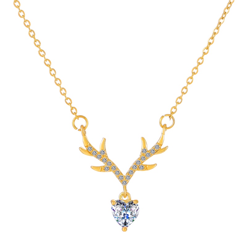Kalung Tanduk Berlian Manis Dan Modis Necklace Korea Ringan Mewah Zirkon Cinta Wanita