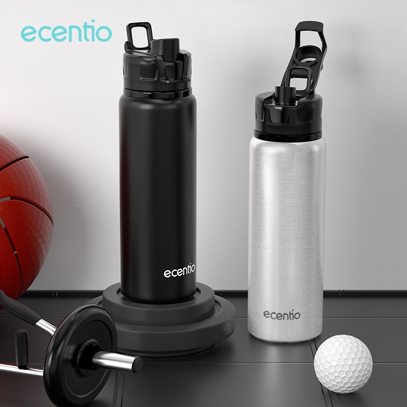 ecentio 750ml botol minum olahraga aluminium anti tumpah sport water cup botol air minum tumbler