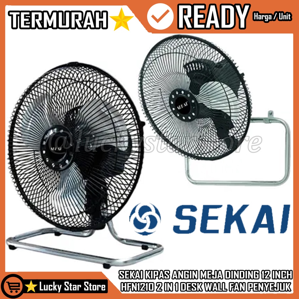 SEKAI KIPAS ANGIN DINDING MEJA TORNADO 2 IN 1 12 INCH HFN 1210 DESKFAN WALLFAN DESK WALL FAN TEMBOK 