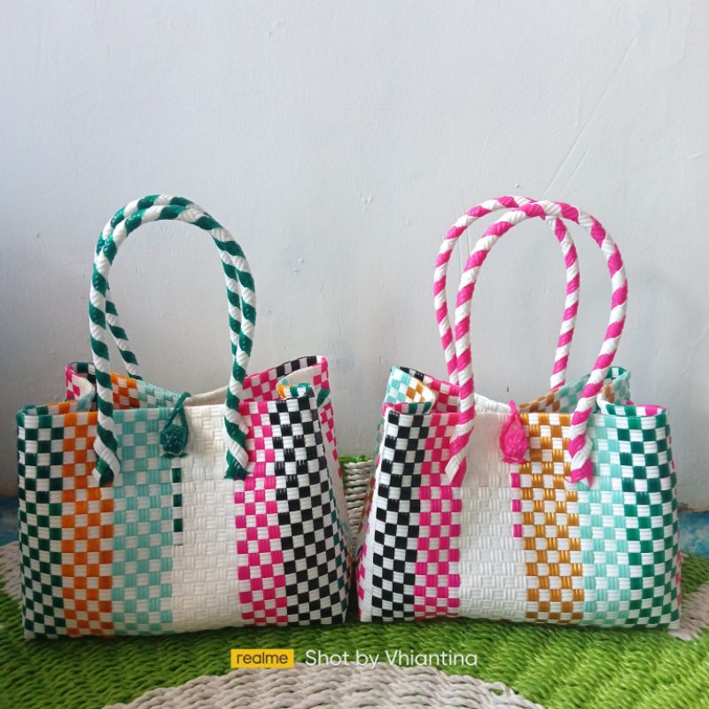 TAS ANYAM JALI PETY WARNA WARNI/TAS ANYAMAN PREMIUM JALI PATTY TALI PENDEK