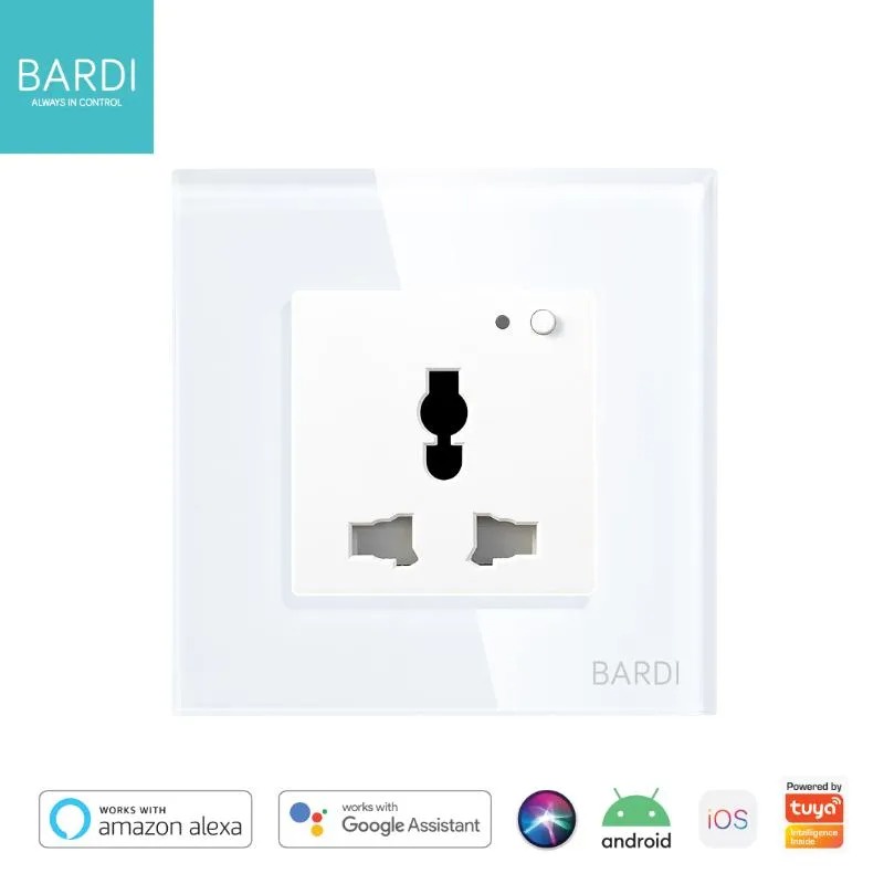 BARDI Smart Wall Socket Wifi EU /UNI White Black For Alexa Google Home