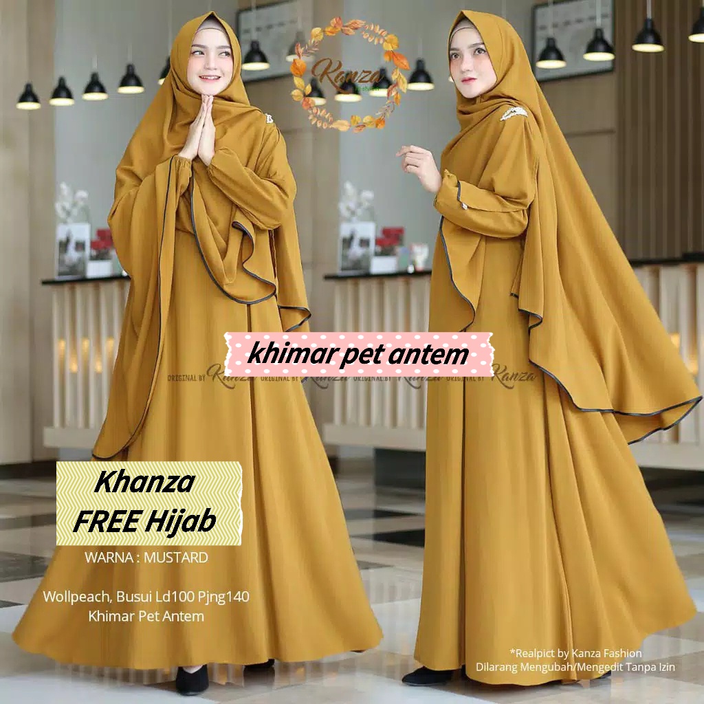 Khanza FREE Hijab - Baju Gamis Dress Syari Wanita Busui L XL XXL Jumbo Kondangan Naik Haji Umroh Ser