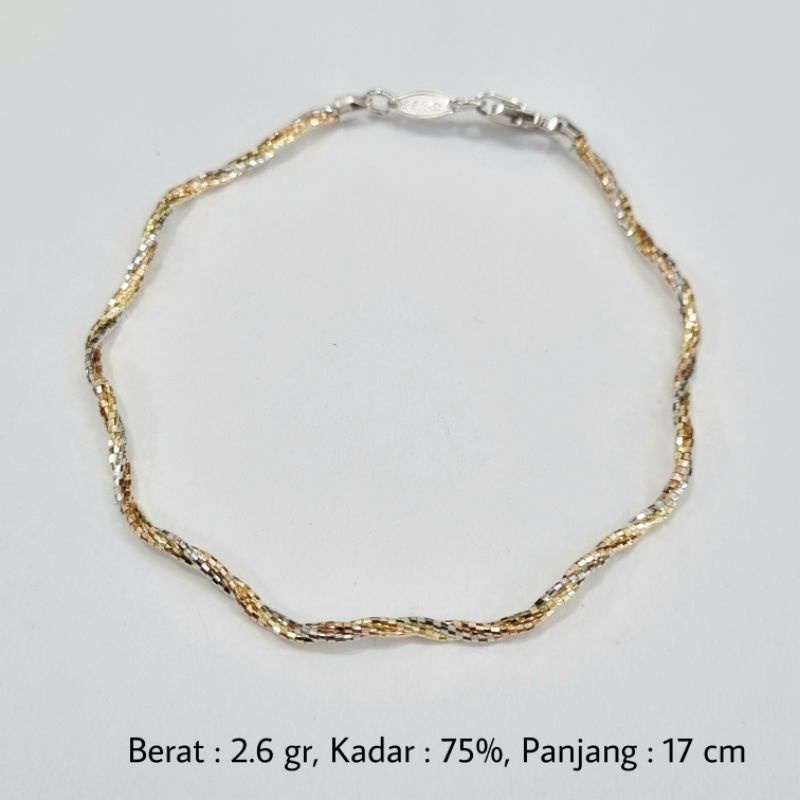 2.6 gr - Gelang Emas Pro Italy Wave 17 cm Kadar 75% (17K) - DB