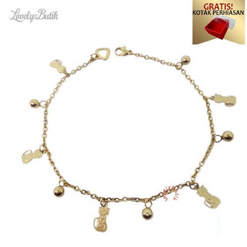 Gelang Tangan Titanium Wanita Gelang Kitten Model Terbaru Bonus Kotak Perhiasan - Lovelybutik