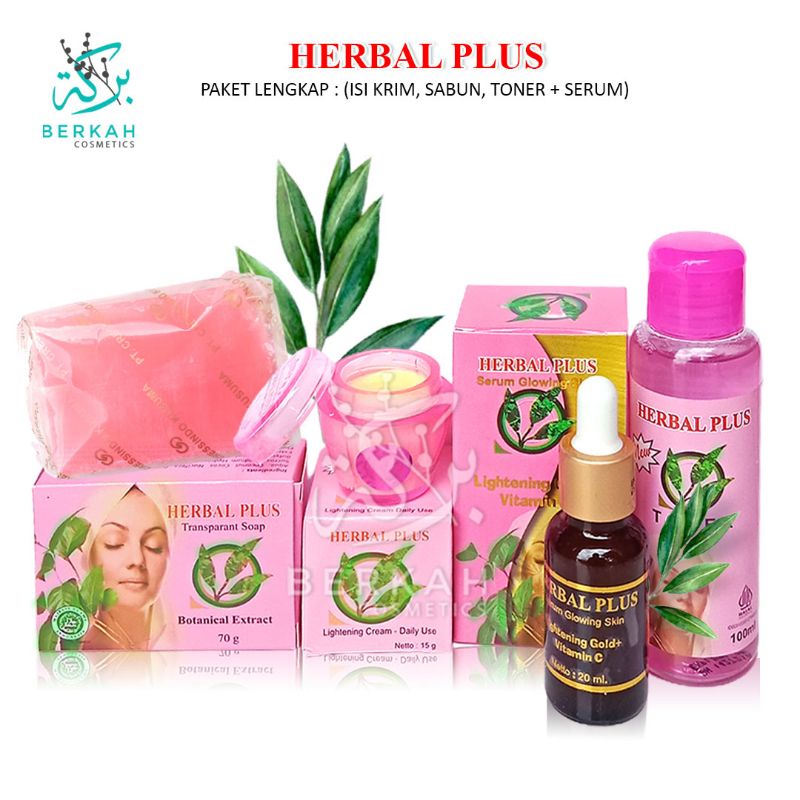 Herbal Plus Paket LENGKAP BPOM (isi Krim, Sabun, Toner dan Serum)