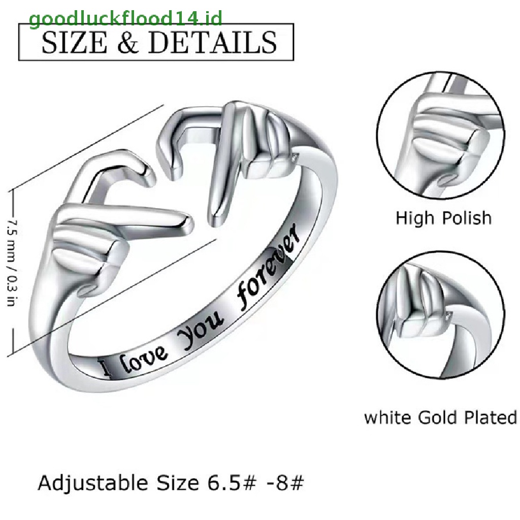 [GOOGFOUR] Double Hand Heart Couple Rings Love Heart Adjustable Persahabatan Janji Perhiasan Valene Hadiah Untuk Wanita Teman Gadis Perhiasan Yang Dapat Disesuaikan [TOP]