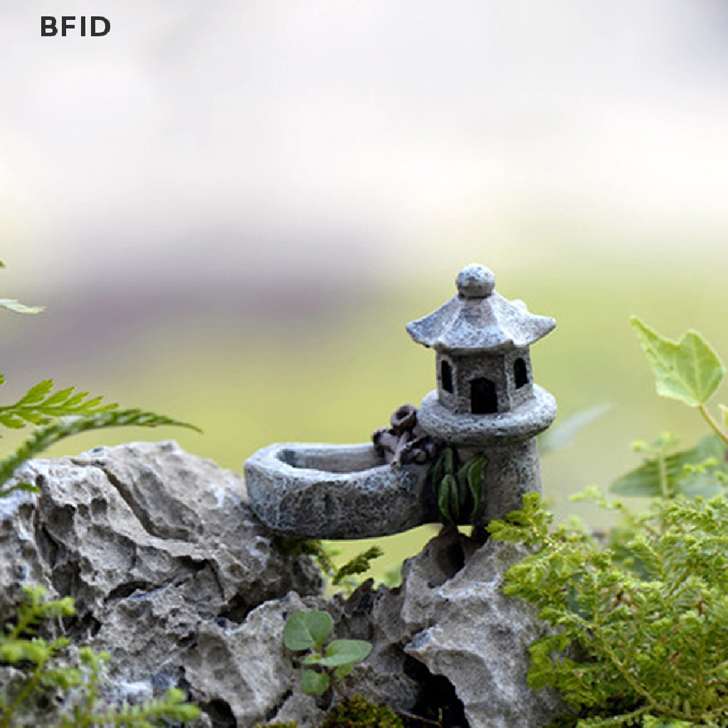 [BFID] Mini retro Menara Pond Resin Kerajinan Peri Dekorasi Taman Patung Mainan DIY Miniatur terrarium Mikro Lanskap Ornamen Rumah [ID]