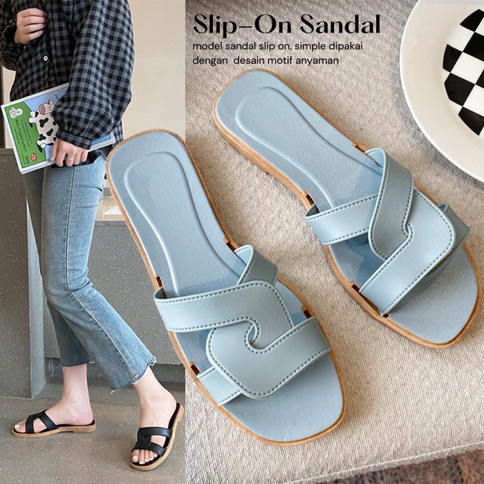 Sandal Slip On Wanita Casual &amp; Trendy Sendal Wanita Flat Import