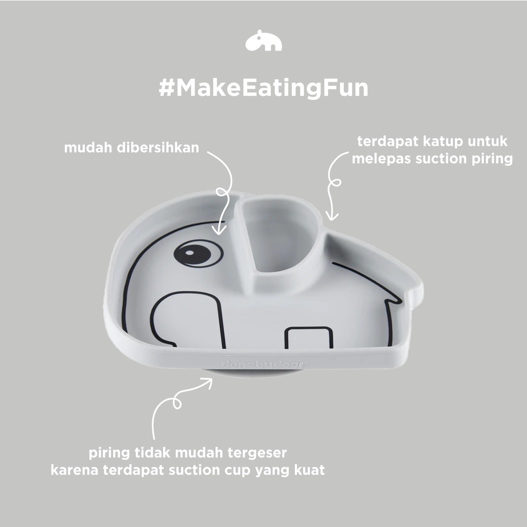 Done by Deer Silicone Stick &amp; Stay Plate Elphee - Piring Anak MPASI Silikon / Silicone Plate