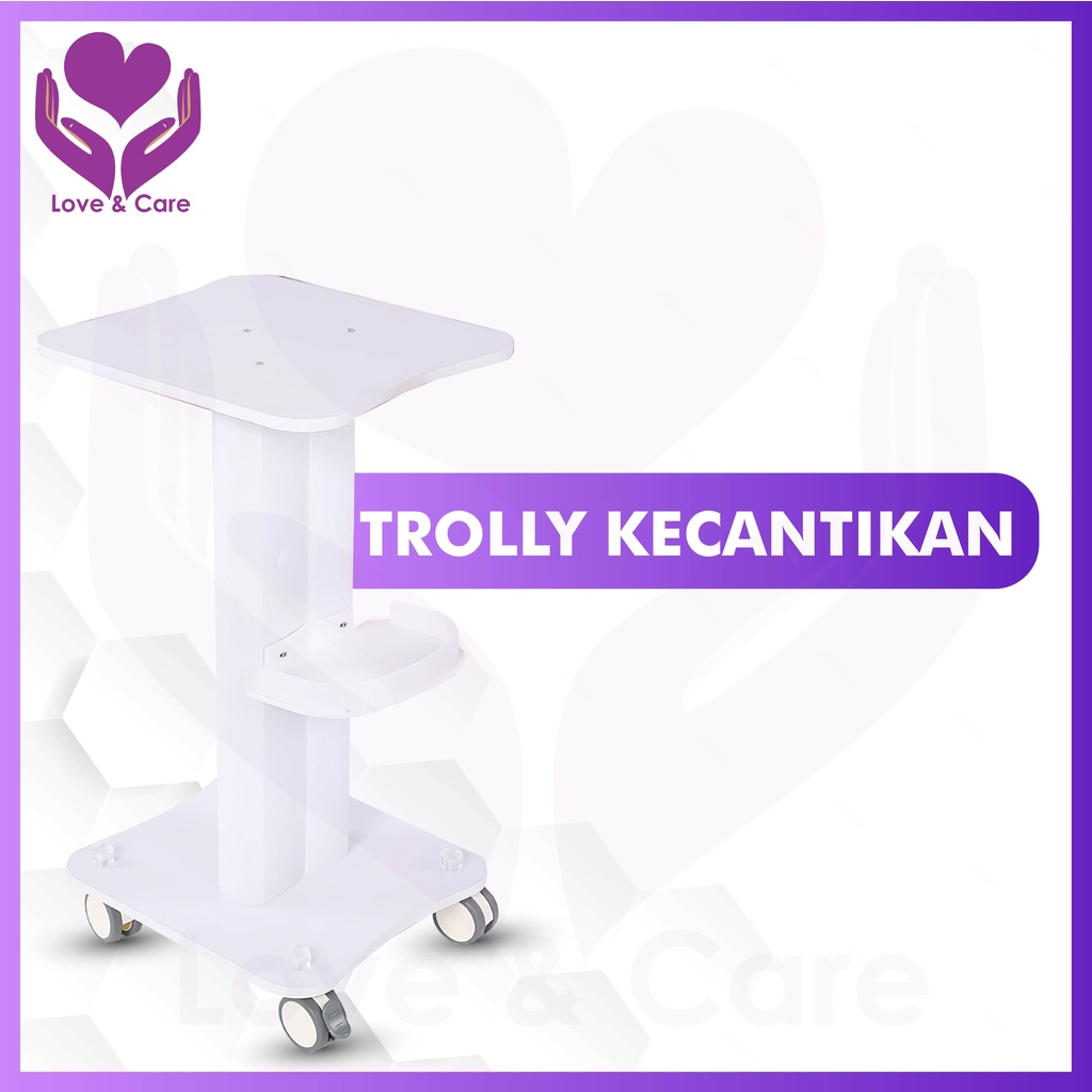 Troli Putih Untuk Klinik dan Salon Trolley Facial Bahan Plexiglass Kokoh