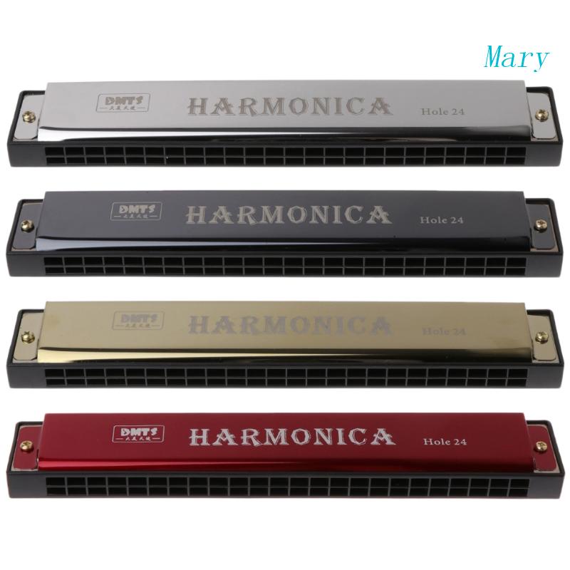 Mary Professional Organ Metal Mulut Harmonika 24lubang Untuk Pemula