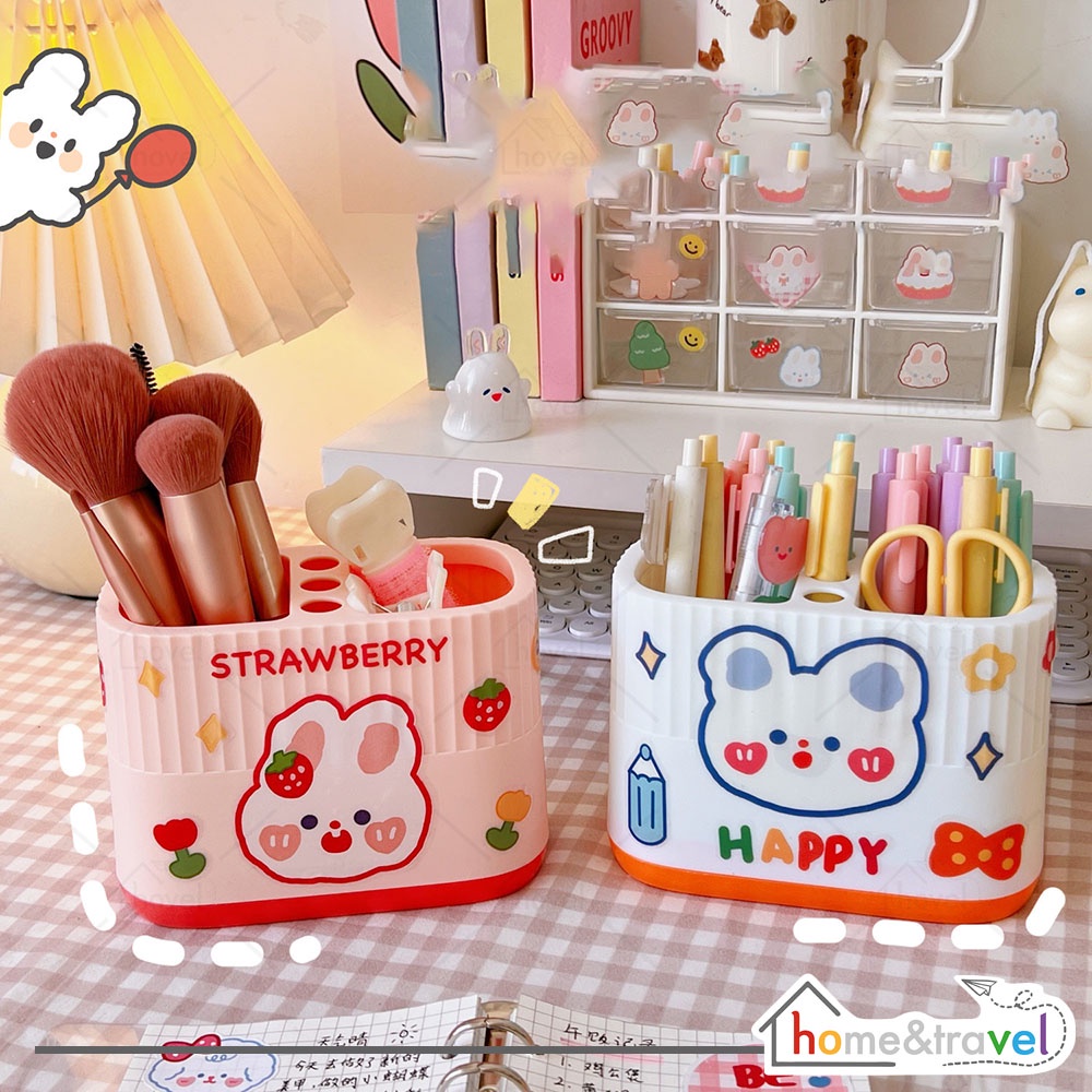 HOVELSHOP Kotak Tempat Pensil Putar Rak Alat Kosmetik Peralatan Kantor Desk Storage Organizer