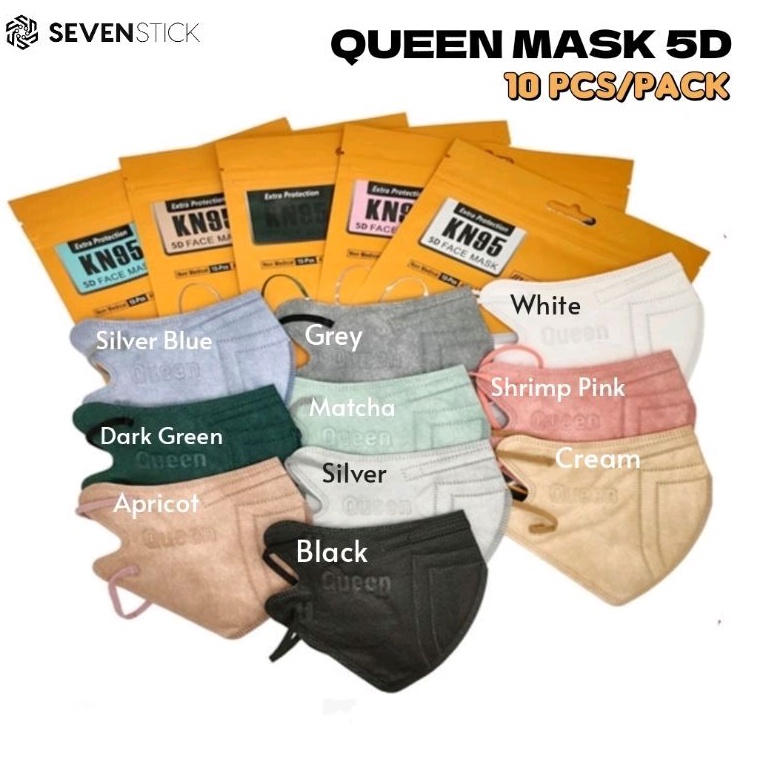 COD Masker Mouson Queen KN95 4ply isi 10pcs Mask Warna KF94 Hitam Putih Mediocare Disposable Face Ma