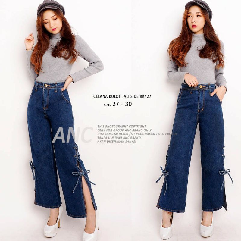 Celana Kulot Jeans Wanita Favorit Kombinasi - Celana Kulot Jeans Tali merk Benefit (Baru, bukan prel