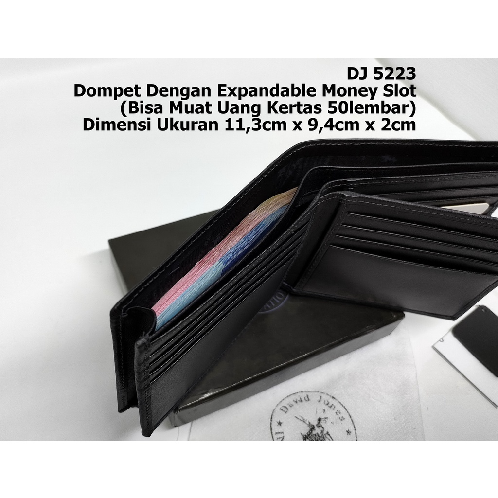 Dompet Pria David Jones DJ 5223 Expandable Model Tidur Kulit Import