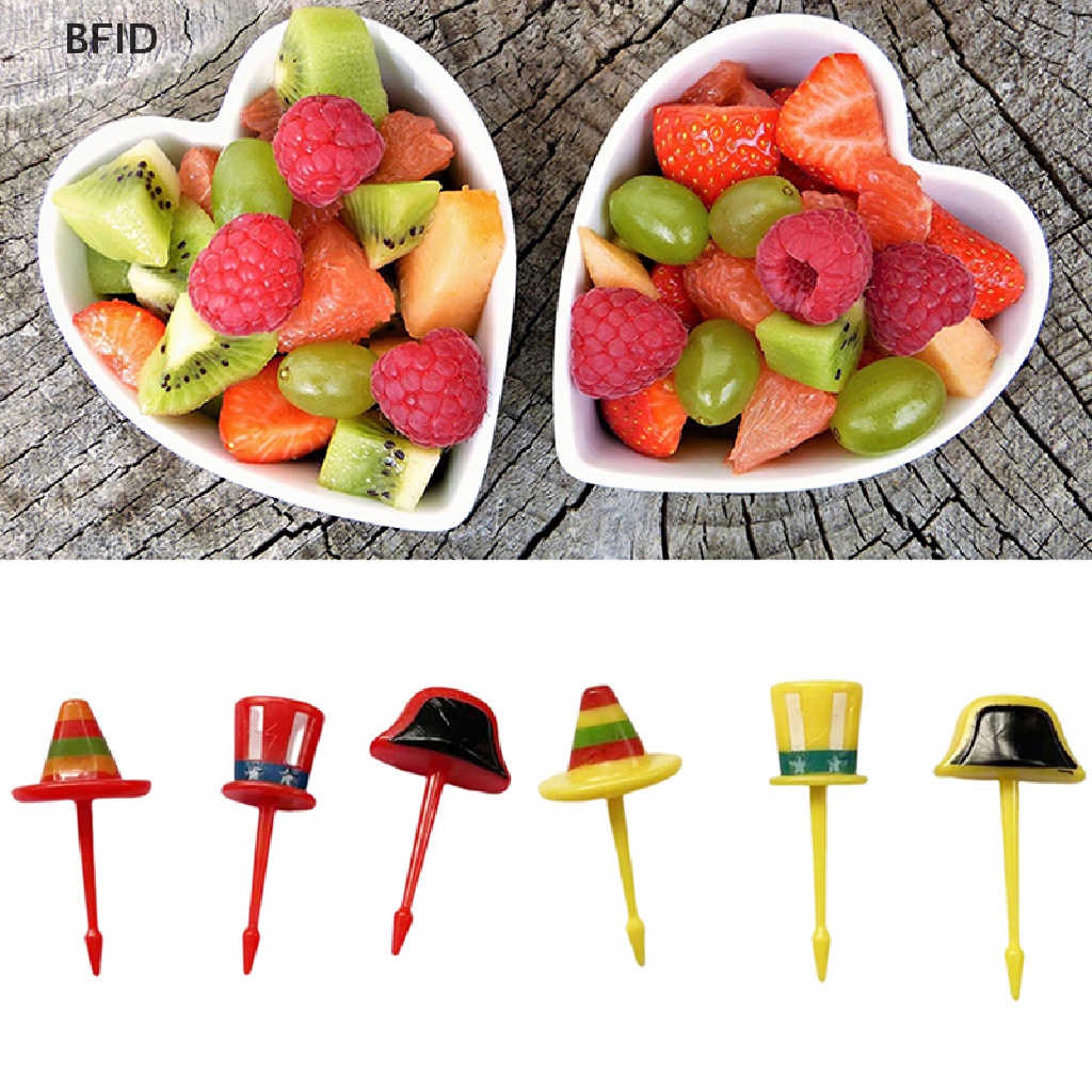 [BFID] 1set Topi Kartun Lucu Anak Garpu Buah Plastik Bento Lunch Dessert Tusuk Gigi [ID]