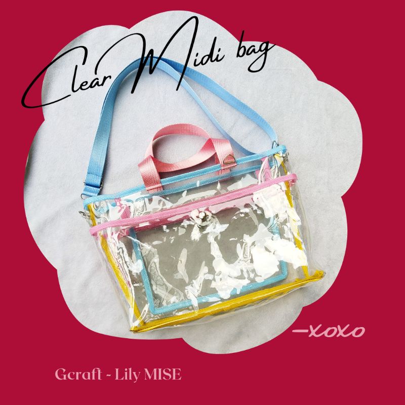 clear midi bag - tas mika tebal - tas transparan - tas pvc transparan - tas mika pvc - tas konser - 