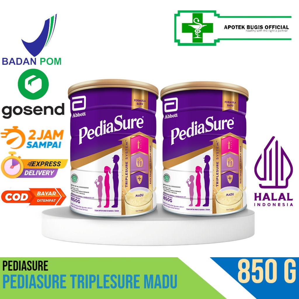 Apotek Bugis-Pediasure Triplesure 850g Vanila-Madu (1-10 Tahun) - Susu Petumbuhan