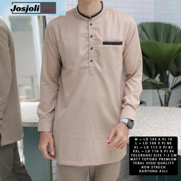 JOSJOLI_STORE/Baju Koko Anwa/Kemeja Koko Pria/Pakaian Muslim Pria Dewasa Lengan Panjang/Size M,L,XL,XXL