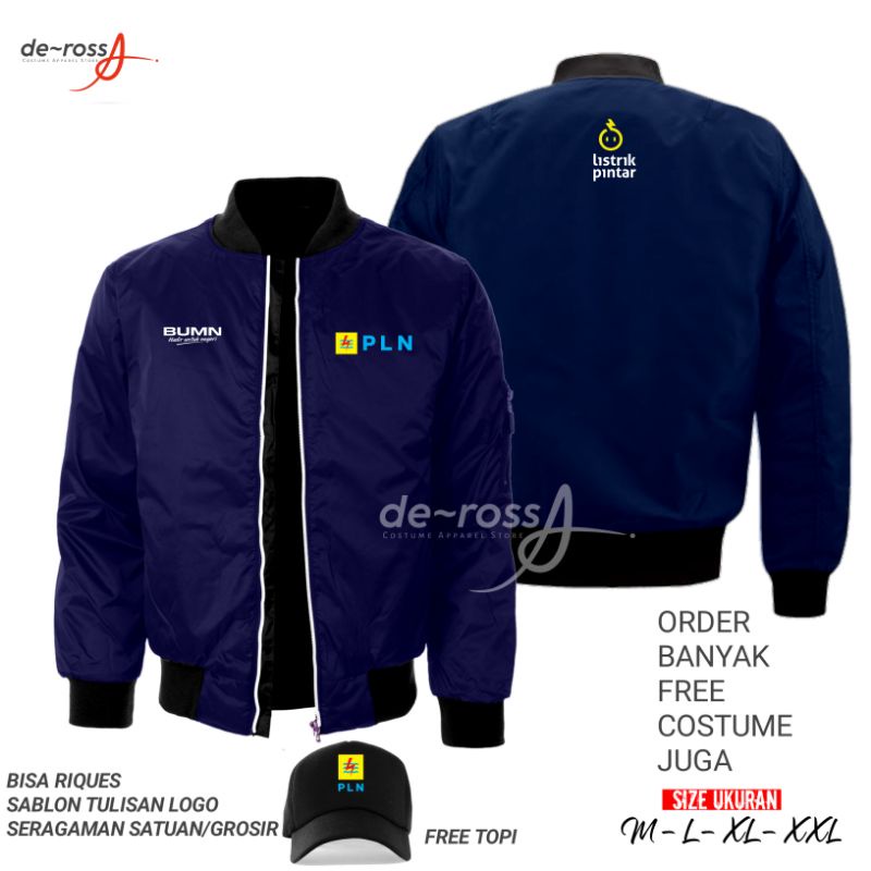 Jaket Seragam PLN - Bisa costume Juga Free Topi Bordir-sablon