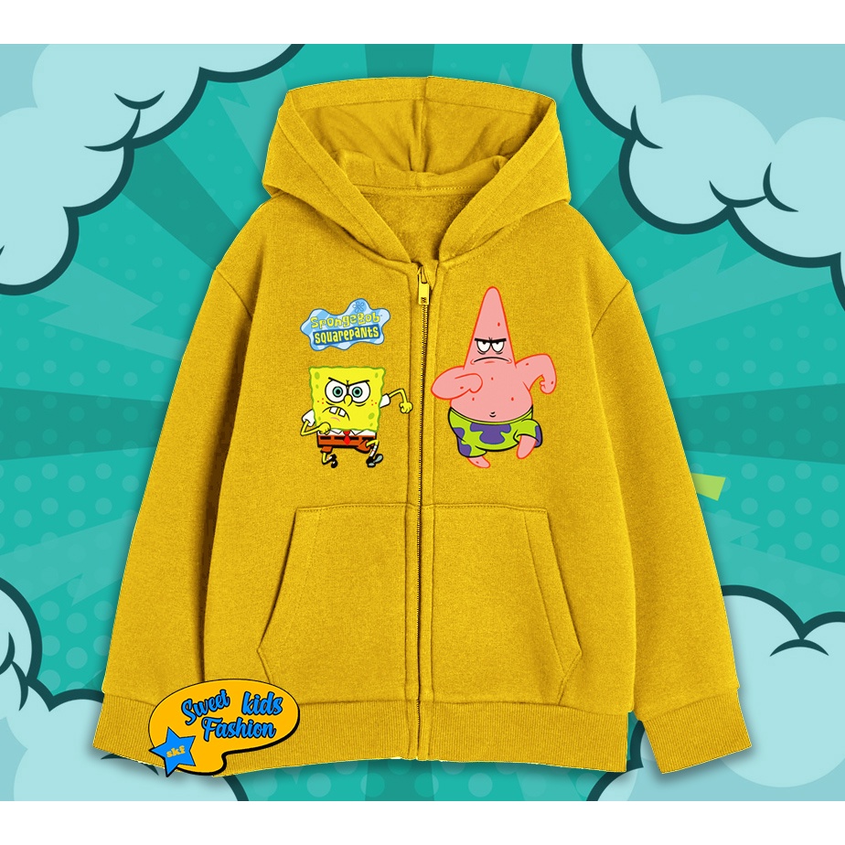 Jaket Hoodie Zipper Anak Spongebob Squarepants Hoodie Anak Kartun Spongebob