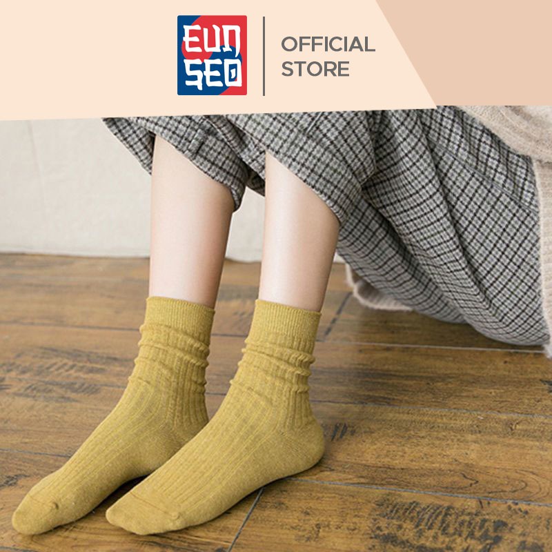 EUNSEO Kaos Kaki Wanita Panjang Solid Colour Kaoskaki Fashion Korea Women Socks