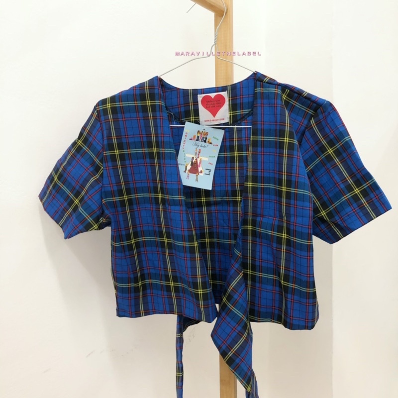 omight* plaid electric blue outer cardigan / cardigan gemash