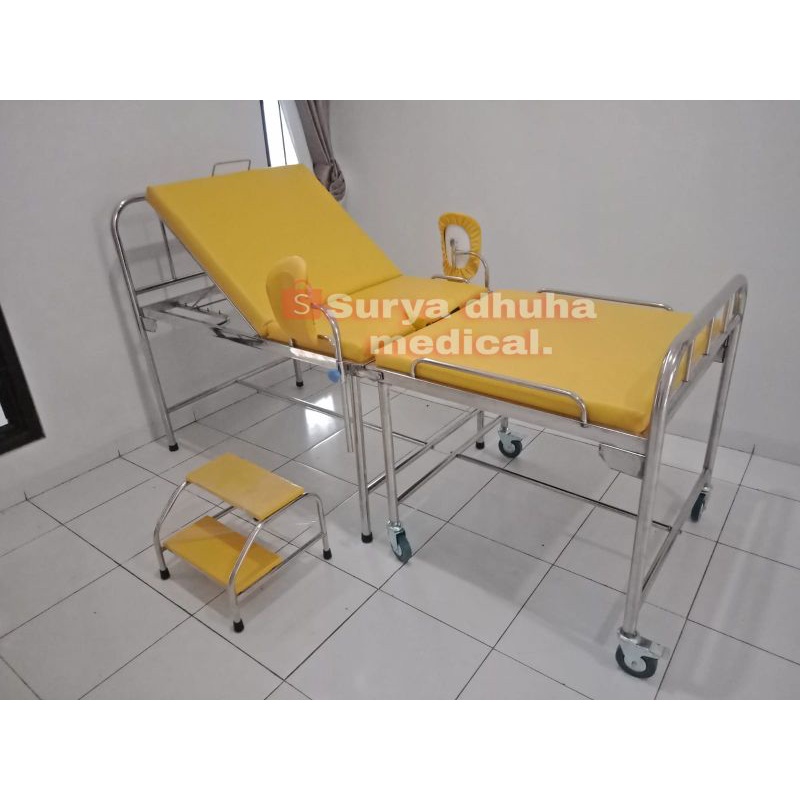 verlos bed / bed partus / bed persalinan stainless