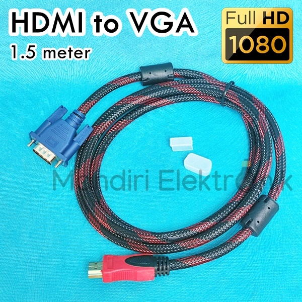 Kabel HDMI to VGA 1,5M HDMI KE VGA 1,5m 1080P FULL HD Kabel untuk TV Proyektor Laptop DVR CCTV