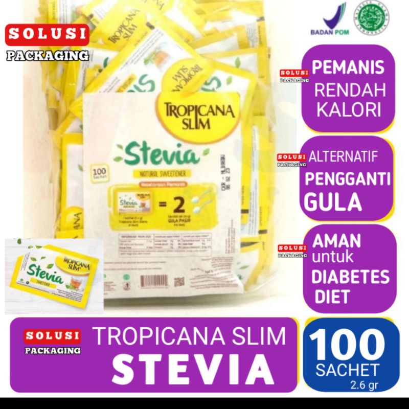 

TROPICANA SLIM STEVIA 100pc Sweetener | gula diet diabet sachet hotel