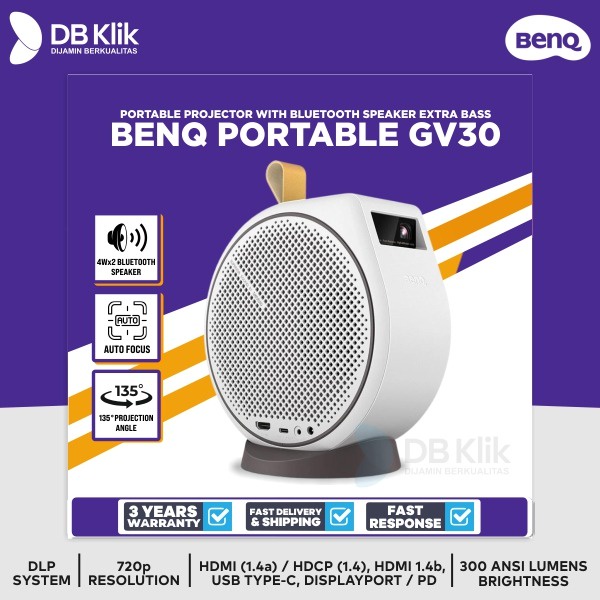 Projector BENQ Portable GV30 300 Lumens Bluetooth Speaker USB-C HDMI