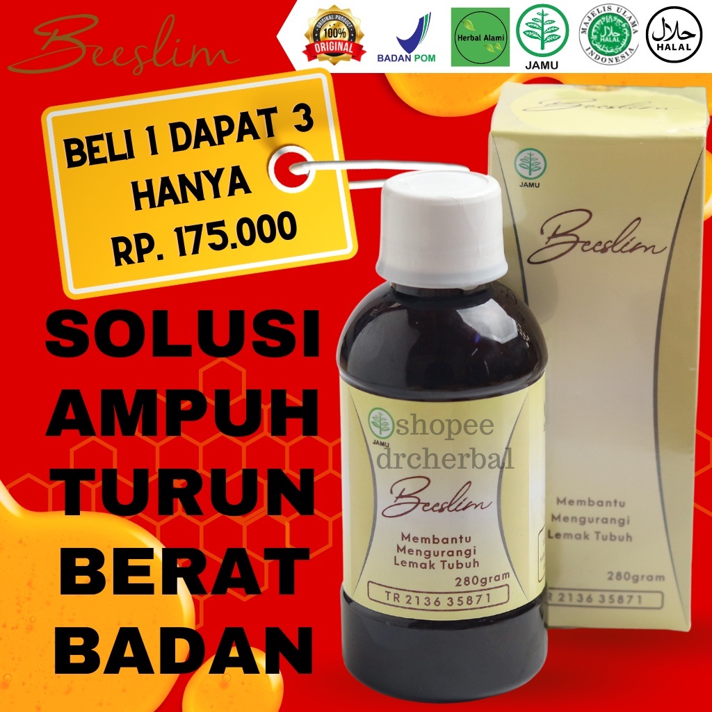 BEESLIM [PROMO] BEE SLIM MADU DIET BEESLIM 3 BOTOL HERBAL DIET BEESLIM HERBAL TURUN BERAT BADAN HERB