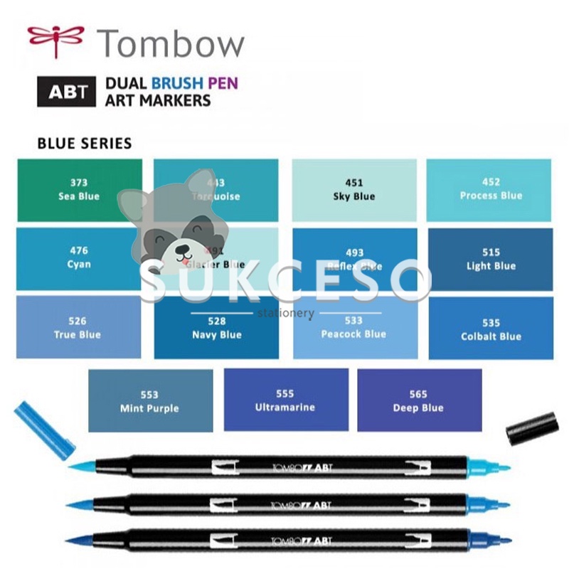 

Tombow Dual Brush Pen ABT Blue Series Tombow Spidol Dua Mata Kuas