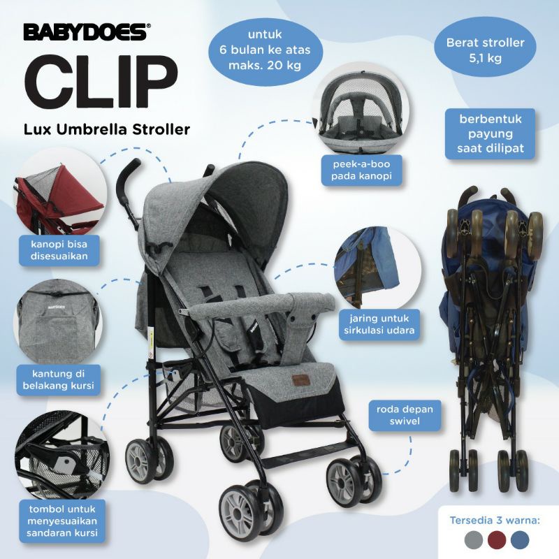 Stroller Kereta Bayi Babydoes Clip Lux Umbrella 2062