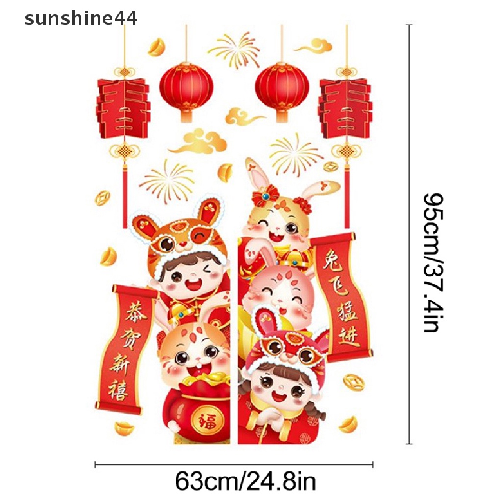 Stiker Kaca Jendela Toko Kelinci Sunshine 2023tahun Baru Stiker Dinding Happy New Year.