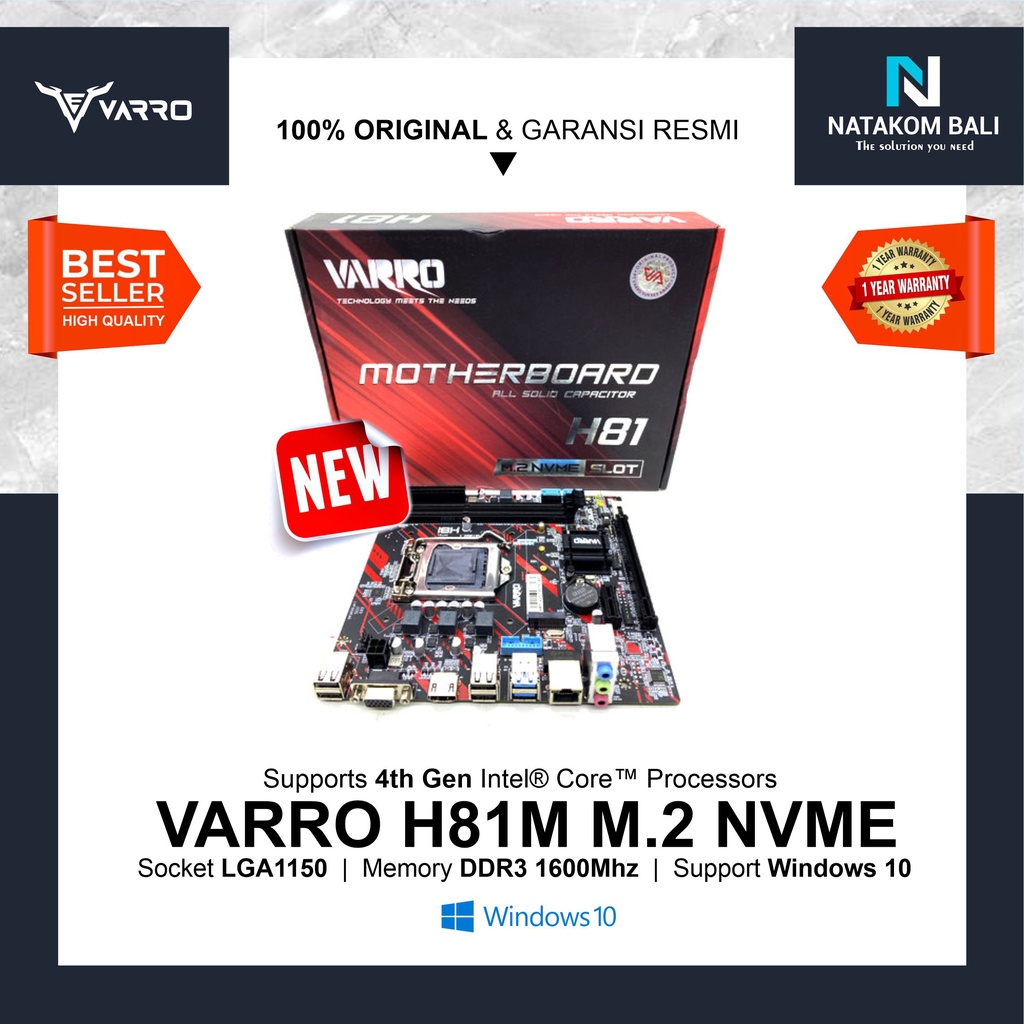 MOTHERBOARD VARRO H81M M.2 NVME LGA 1150