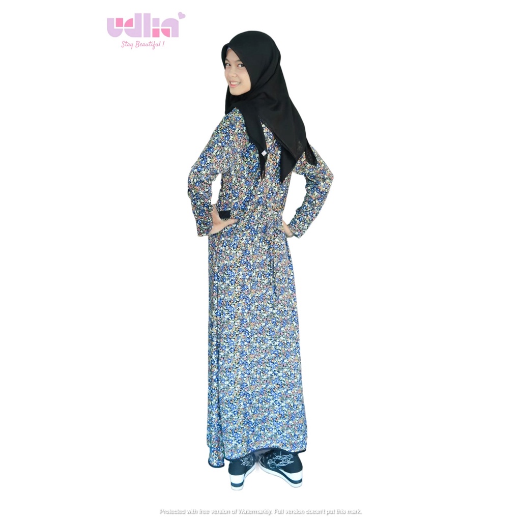 Udlia Gamis Jersey Motif Kombinasi