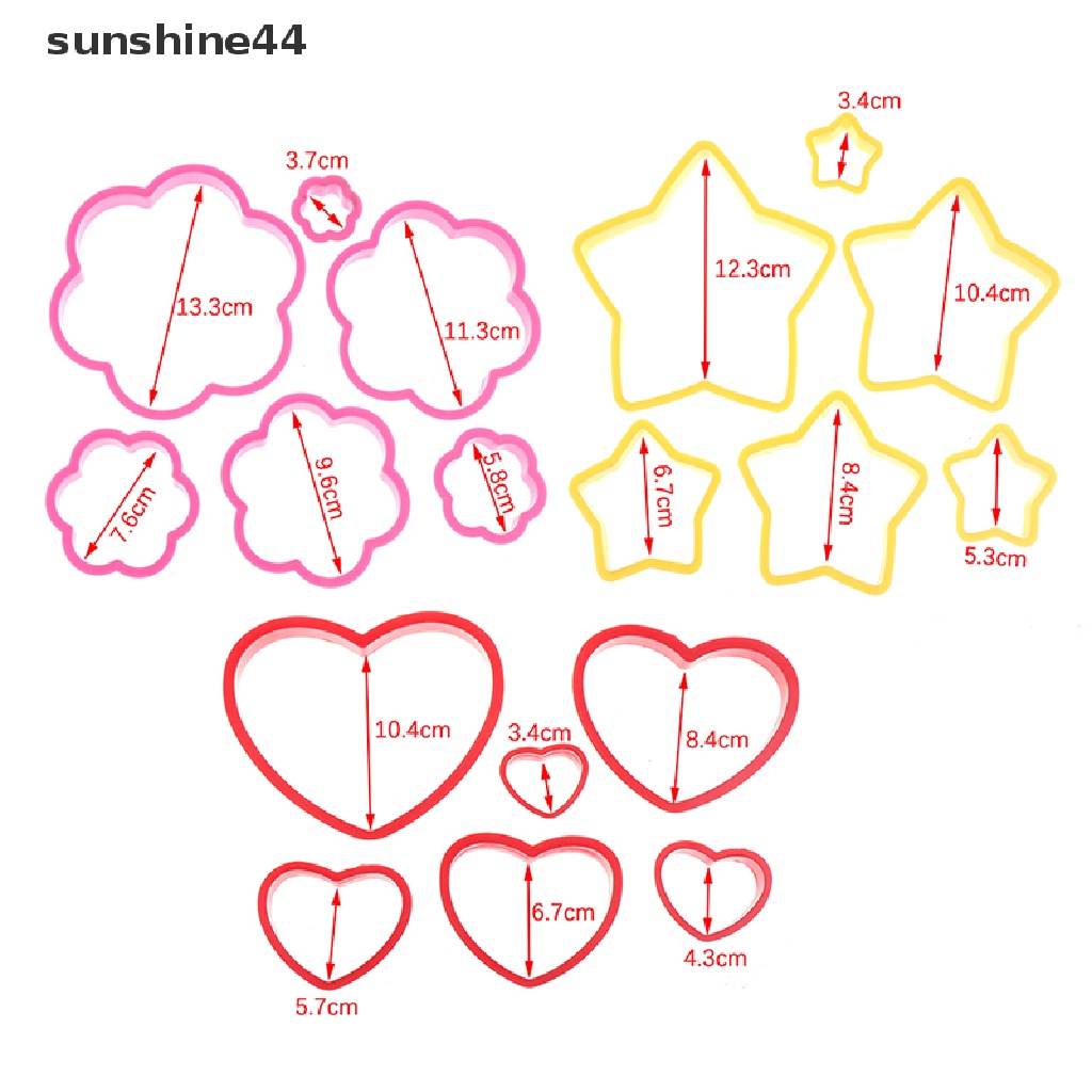 Sunshine 6pcs/Set Cetakan Pemotong Kue Kering Pohon Natal Xmas Plastik DIY 3D Biscuit Mould.