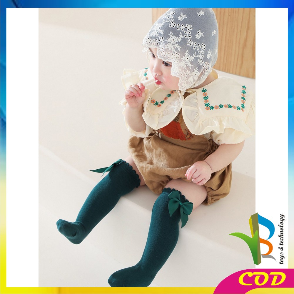RB-P532 Kaos Kaki Bayi Panjang Pita Selutut / Kaus Kaki Anak Perempuan Panjang Motif Polos Anti Nyamuk