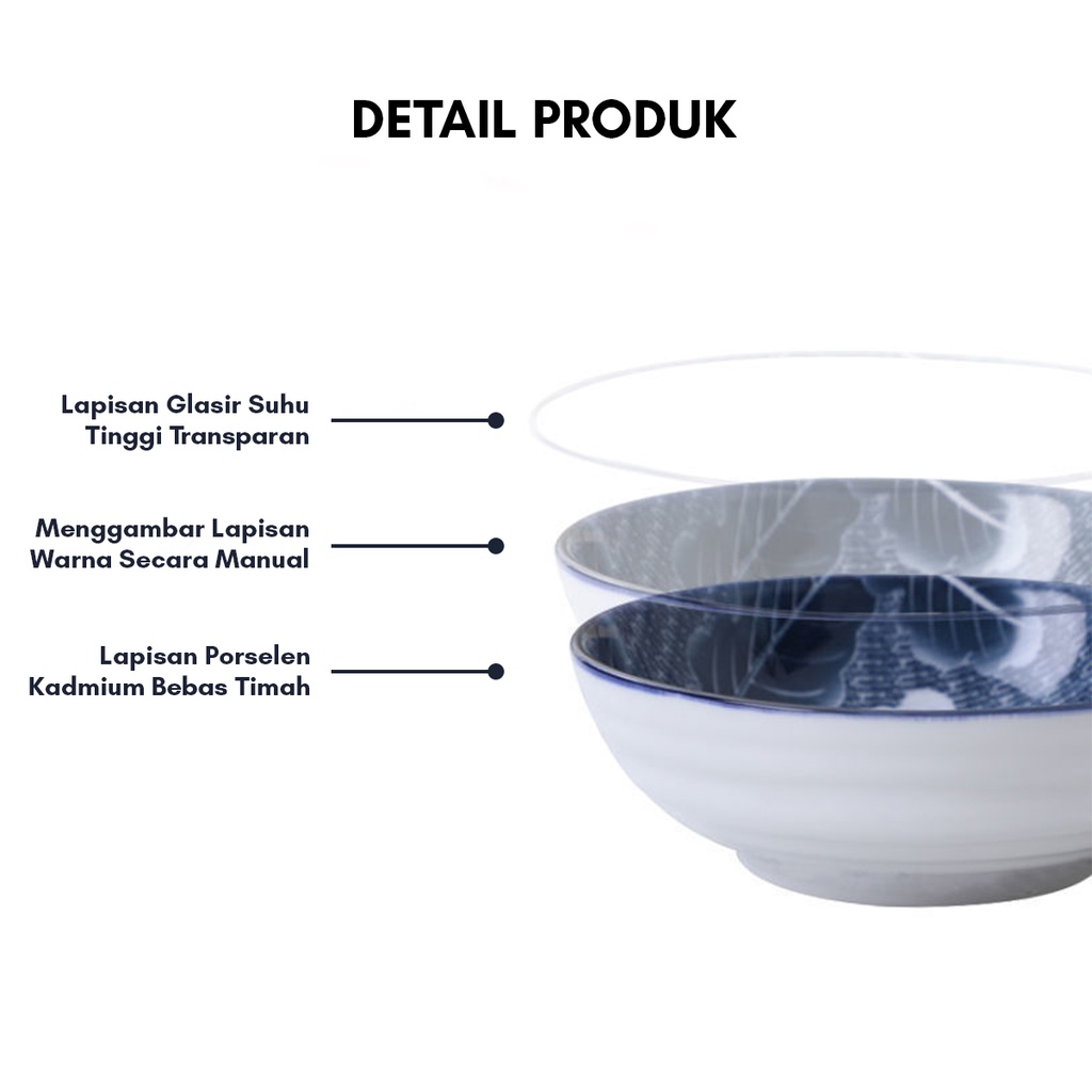 Souvenir mangkuk makan porselen biru dan putih bermutu tinggi mangkuk keramik kotak hadiah mangkuk Jepang kado / Satuan