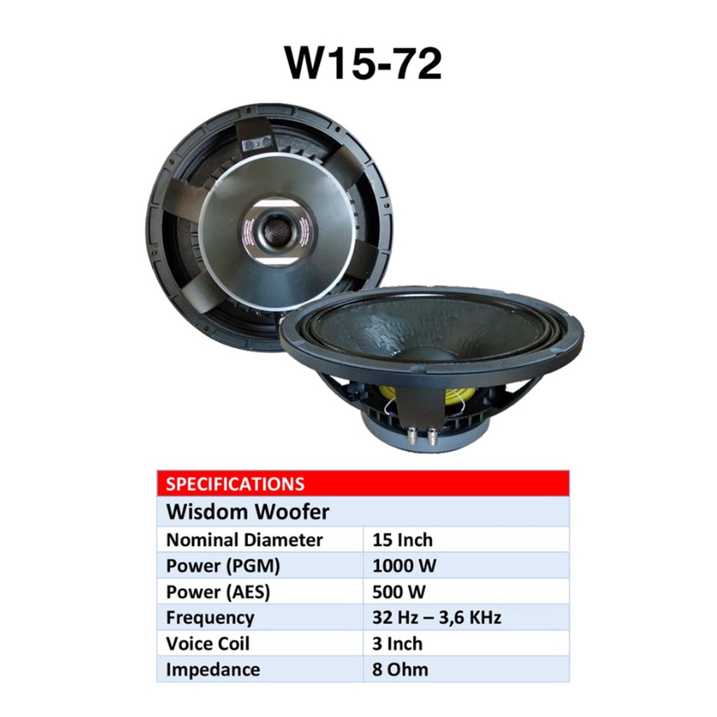 Wisdom W 1572 Komponen Speaker 15 Inch 15 72 15-72