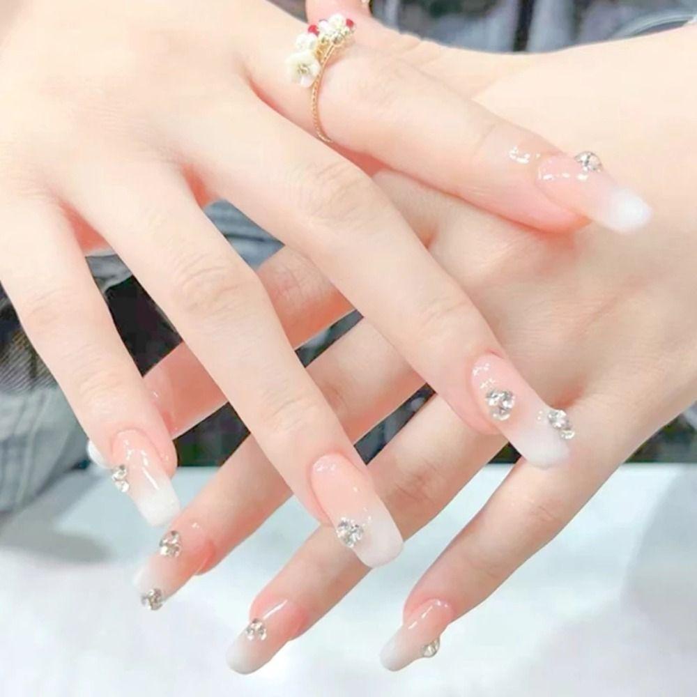 AUGUSTINA Agustina Kuku Berlian Buatan Wanita Warna-Warni 3D Nail Drills Nail Jewelry Ukuran Campur Runcing Bawah Nail Drills