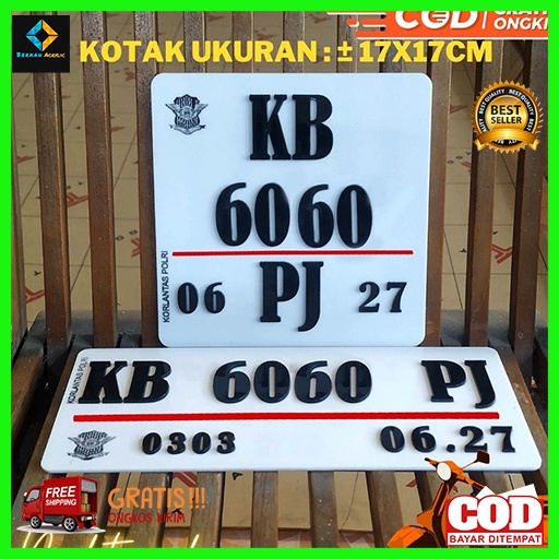 PLAT NOMOR MOTOR VESPA MATIC PUTIH AKRILIK HURUF TIMBUL Baut Tanam / Plat Motor Vespa Akrilik CUSTOM