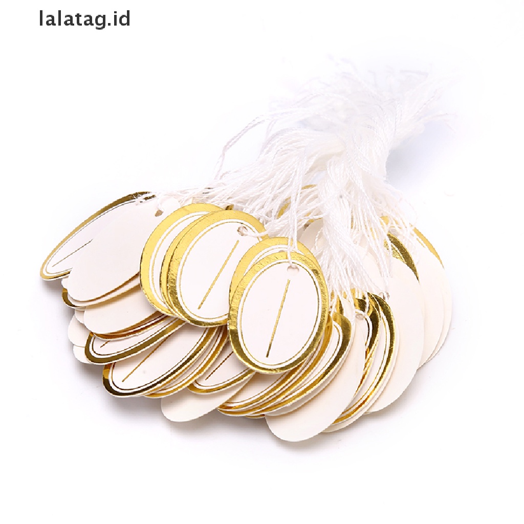 [lalatag] 200pcs Label Harga Tag Display Perhiasan Price Paper Label Card Ellipse Blank Tag [ID]