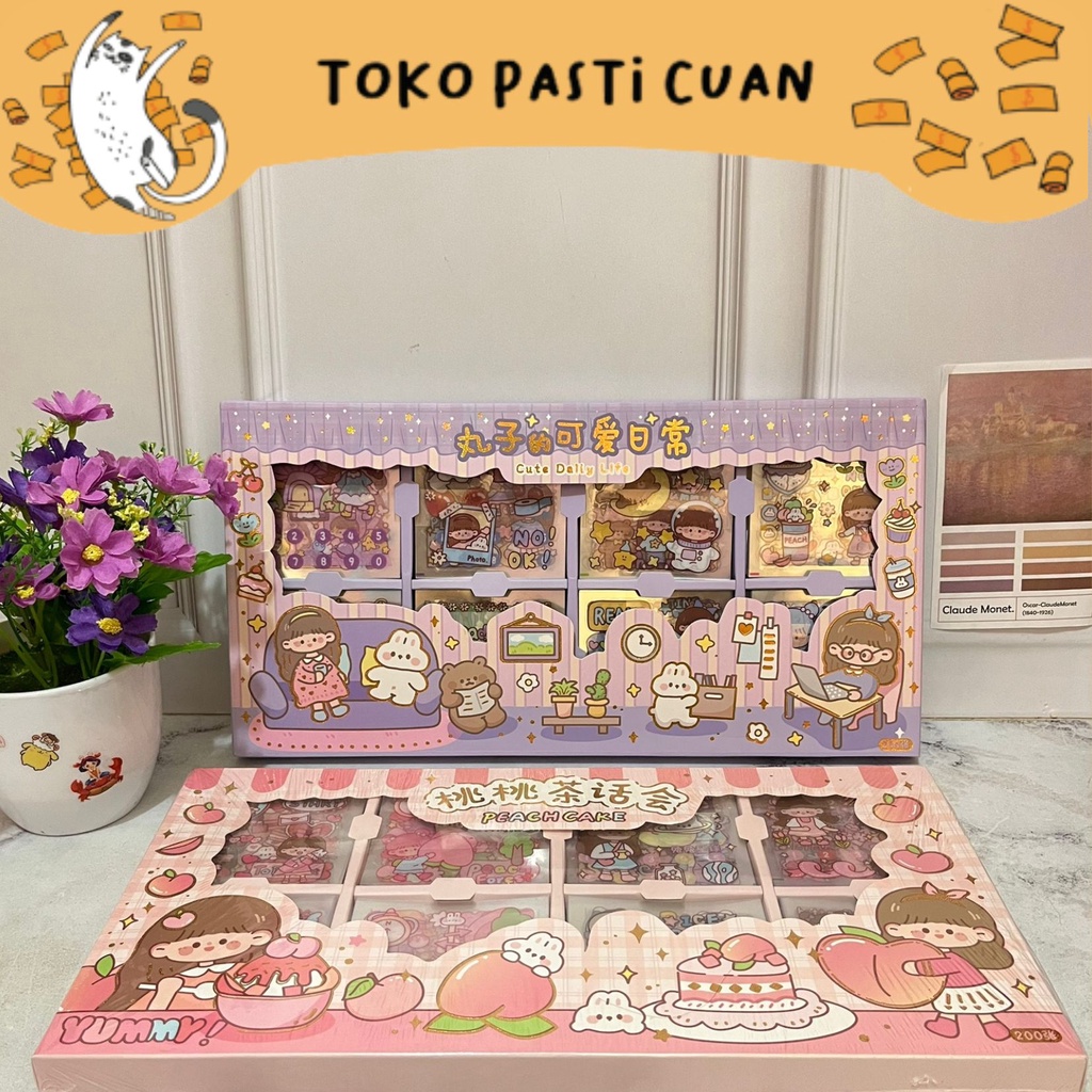 

paket sticker besar karakter cewe senmu (200 lembar sticker) solatip lucu imut lakban keren elegan fancy atk imut bisa COD termurah import