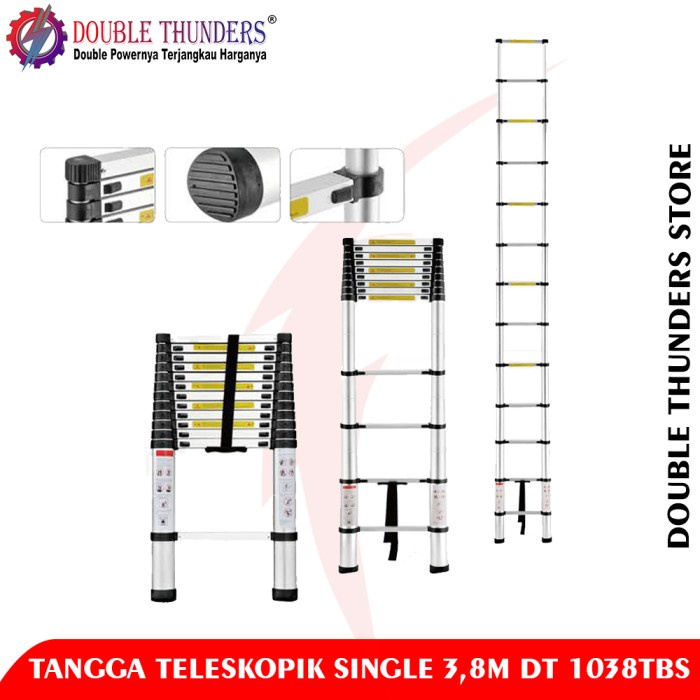 Heck Dt 1038Tbs Tangga 3,8Meter Single Aluminium Teleskopik