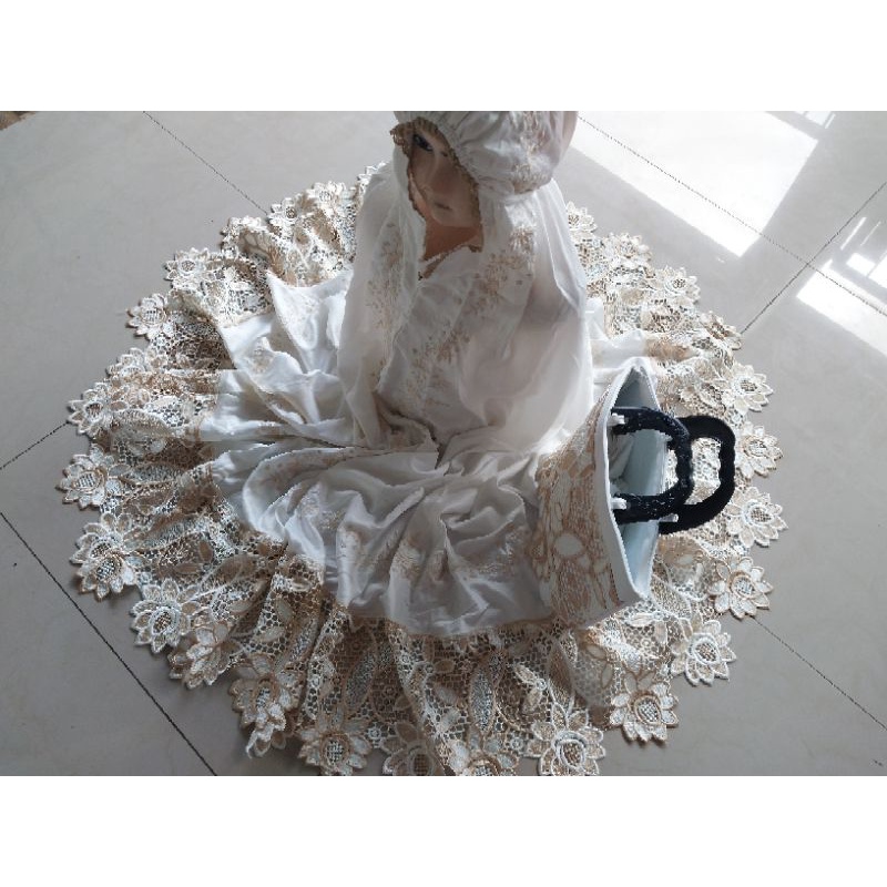 Mukena Mewah khania Sutra Velvet Renda Prada Ori dewasa jumbo