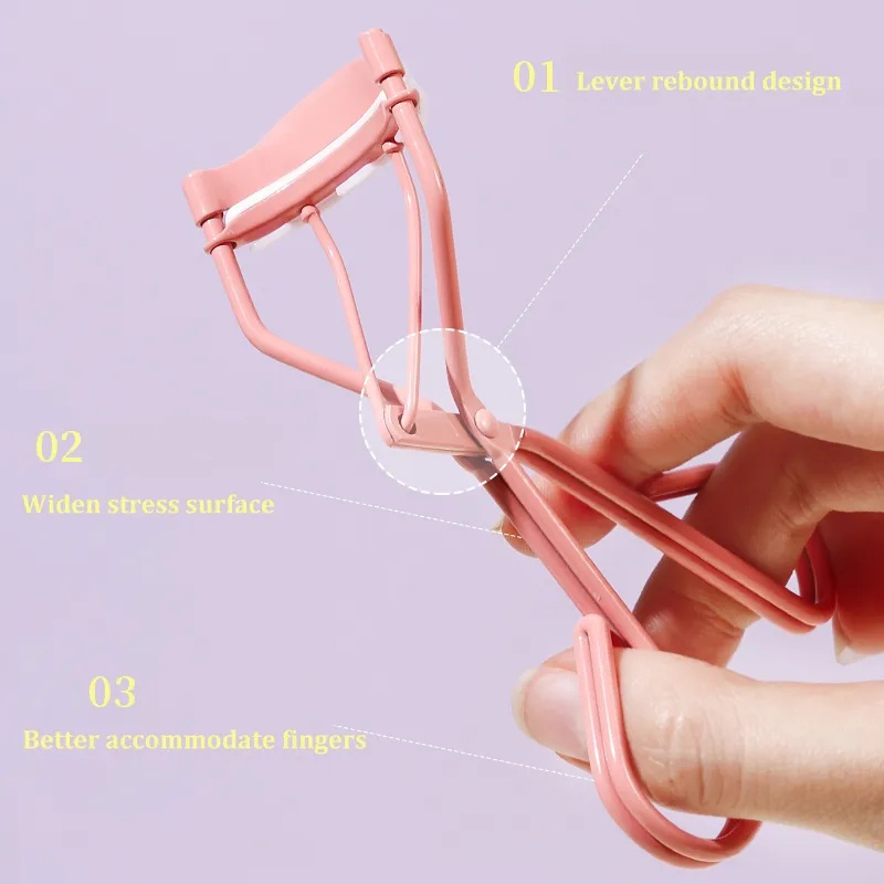 Penjepit Bulu Mata Pink Alloy Profesional/Klip Bulu Mata Tahan Lama Dengan Sisir Alat Makeup Kecil